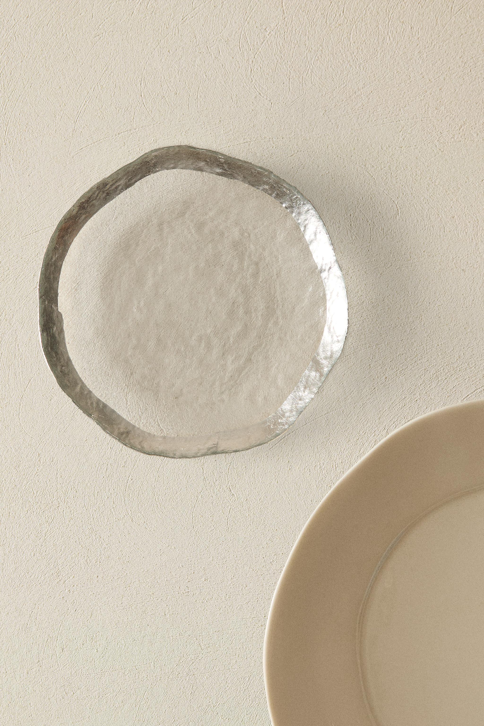 GOLD-RIMMED GLASS SIDE PLATE